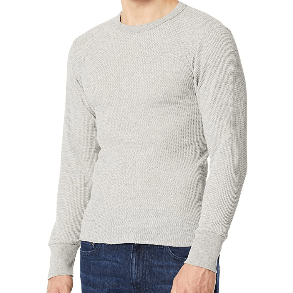Men\’s Full Sleeve Waffle Knit Crew Neck Shirt